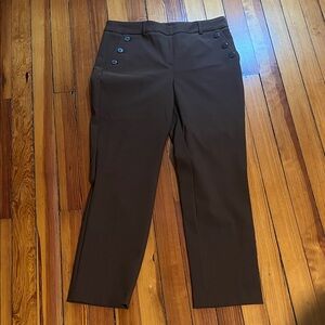 Women’ Brown Dress Pants with Button Detail